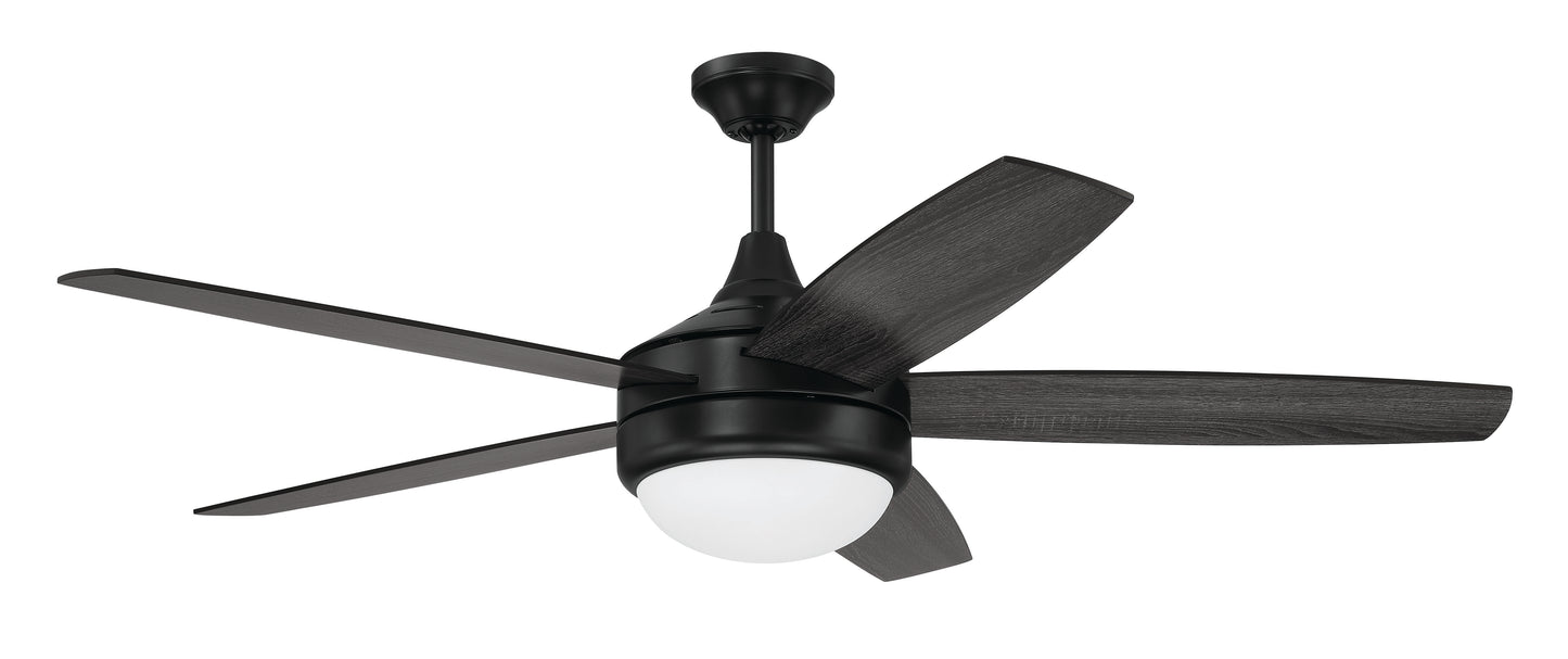 PHZ52FB5 - Phaze II 5- Blade 52" 5 Blade Ceiling Fan with Light Kit - Flat Black