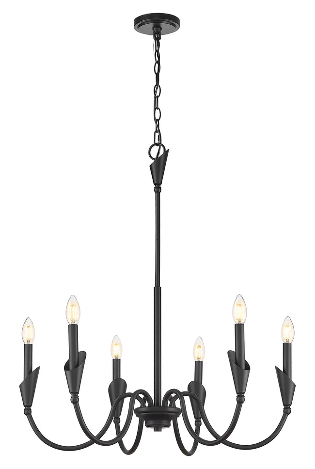4014-32MB - Claudelle 6 Light 32" Chandelier - Matte Black