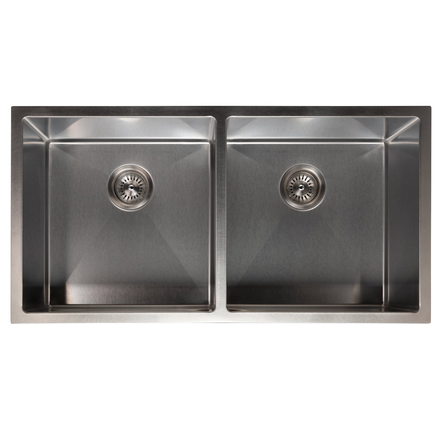 SR50D-36S - 36" Anton Undermount Double Bowl Satin Stainless Steel Kitchen Sink with Bottom Grid