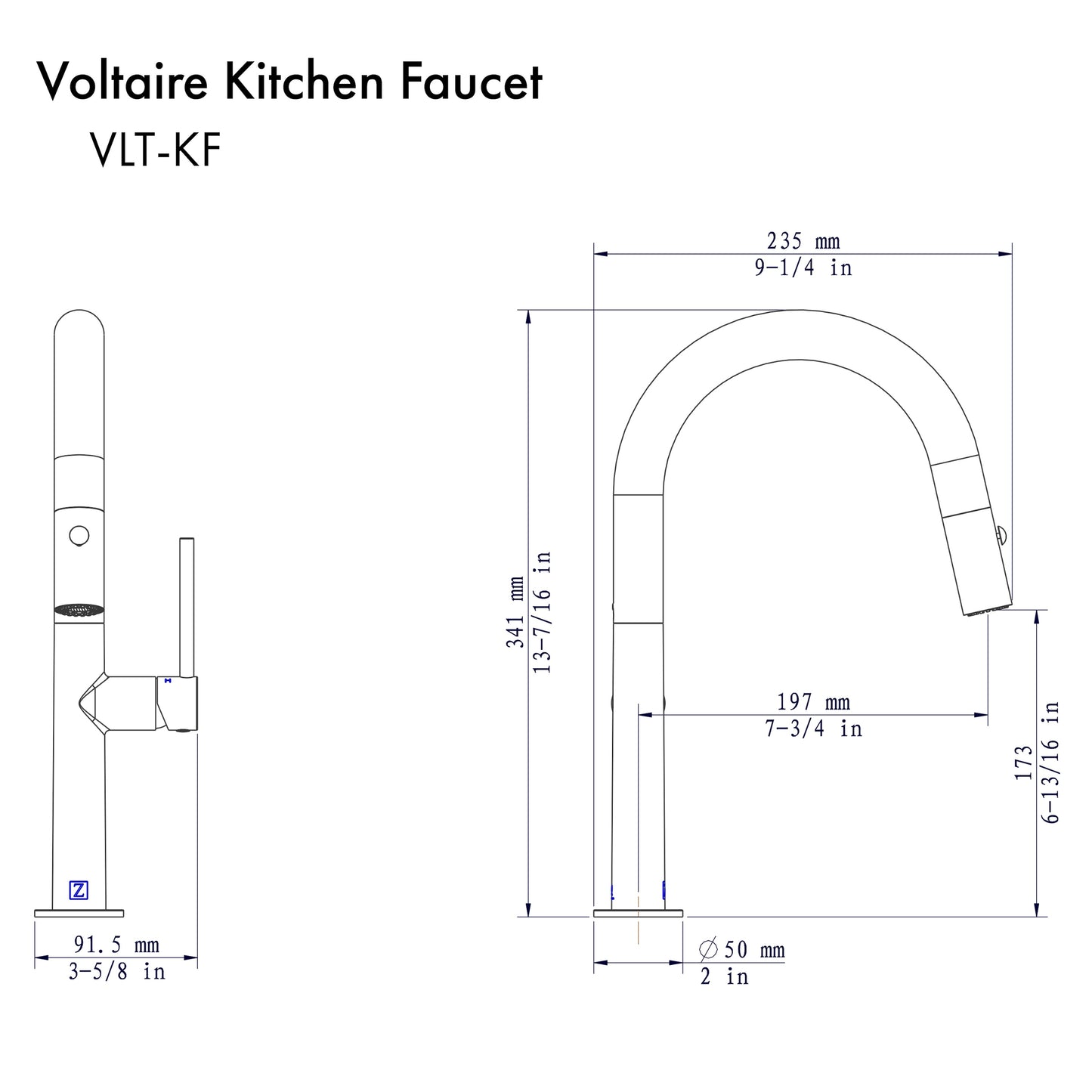 VLT-KF-CB - Voltaire Kitchen Faucet in Champagne Bronze
