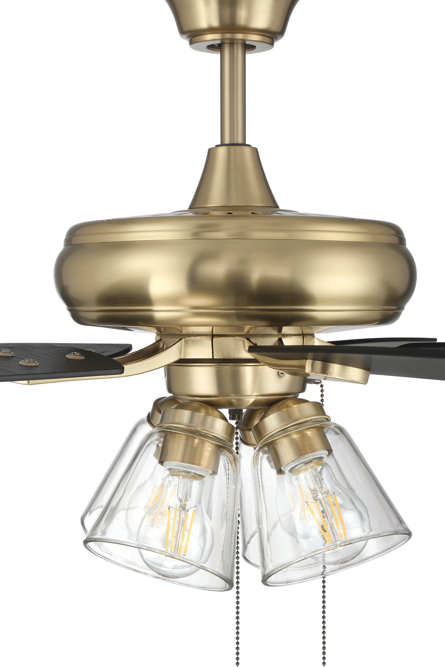 ECF104SB5-BWNFB - Eos Clear 4 Light 52" 5 Blade Ceiling Fan with Light Kit - Satin Brass