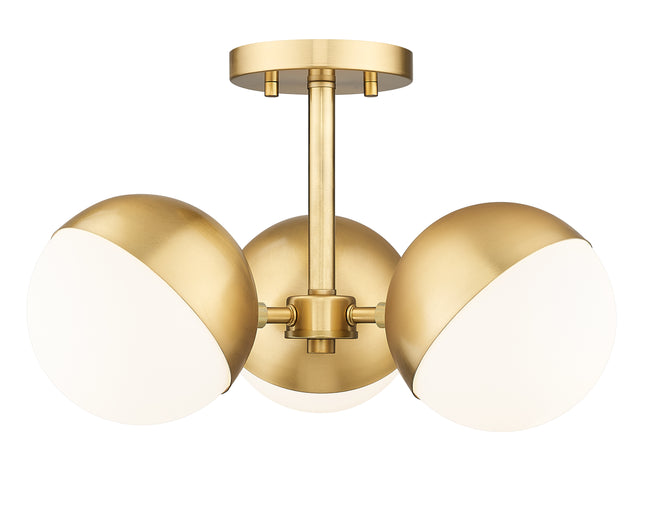 7517-3SF-MGLD - Realm Sphere 3 Light Semi Flush 17" Mount - Modern Gold
