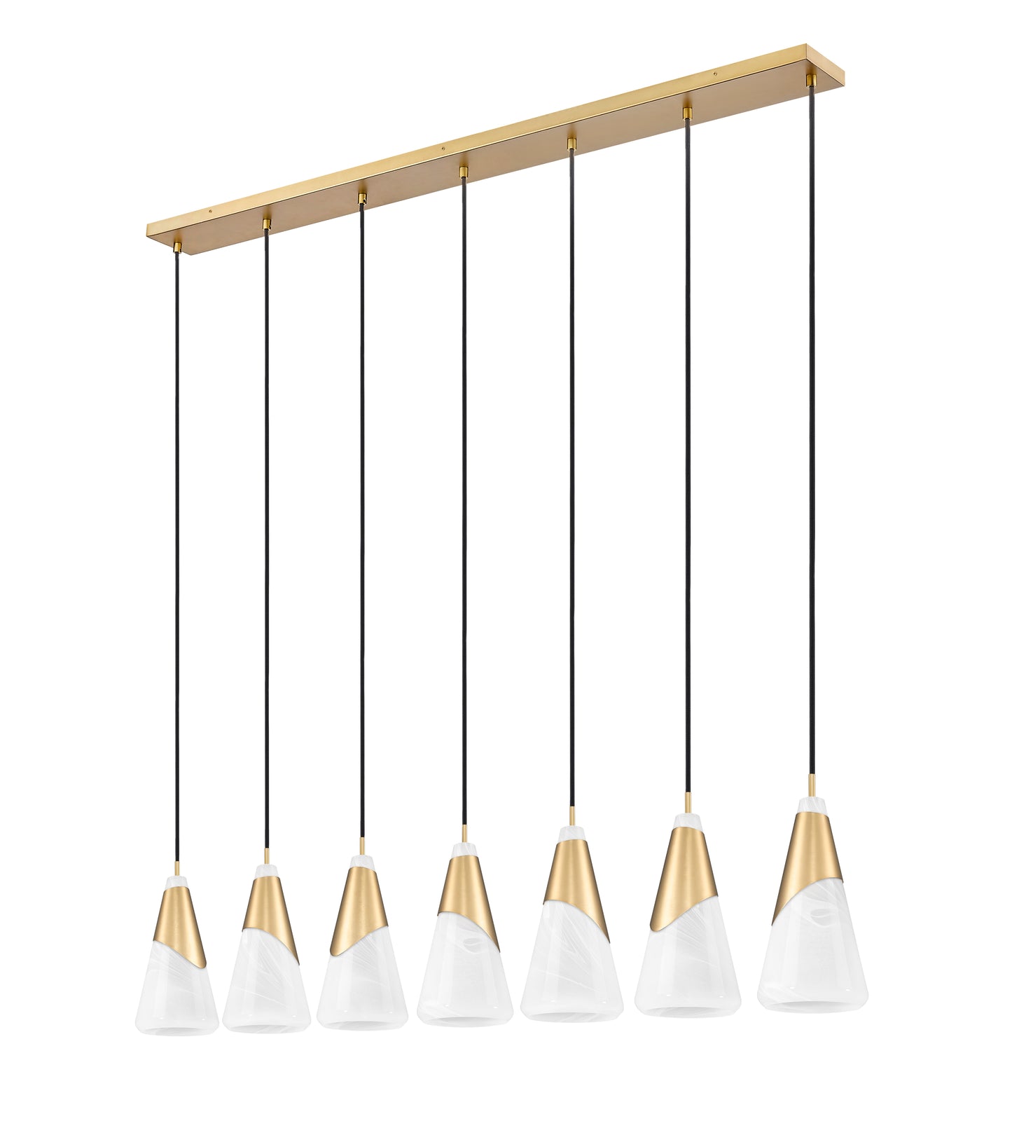 828P7-7L-MGLD - Aimie 7 Light Linear 54" Chandelier - Modern Gold