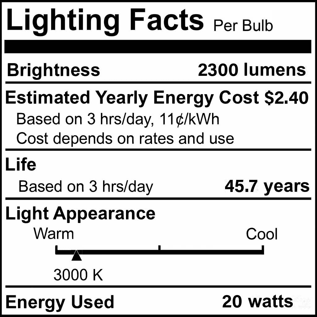 773504 - 2 ft. 3000K LED Dimmable Wraparound Light W/ Battery Backup (120-277v), 2300 Lumens, White