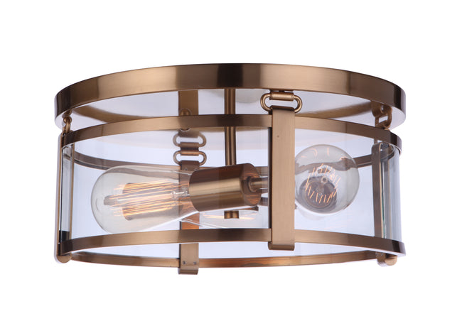 55383-SB - Elliot 3 Light 13" Wide Flush Mount - Satin Brass