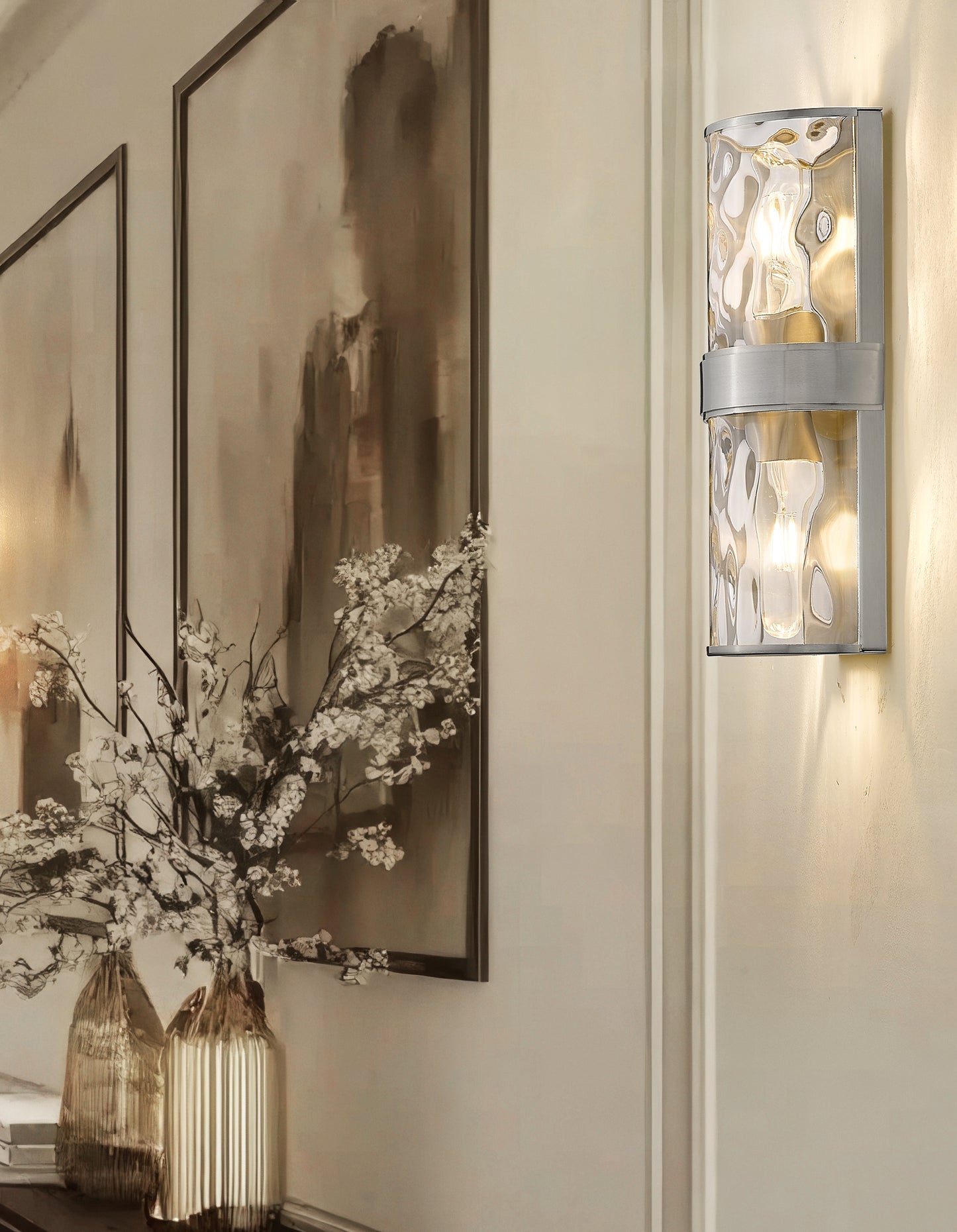 3053-2SS-BN - Meridian 2 Light Wall 12" Sconce - Brushed Nickel