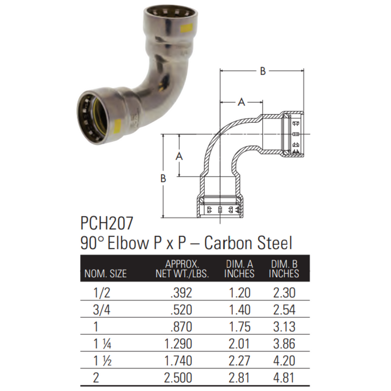 nibco press fittings 2" benchpress 90 elbow dimensions