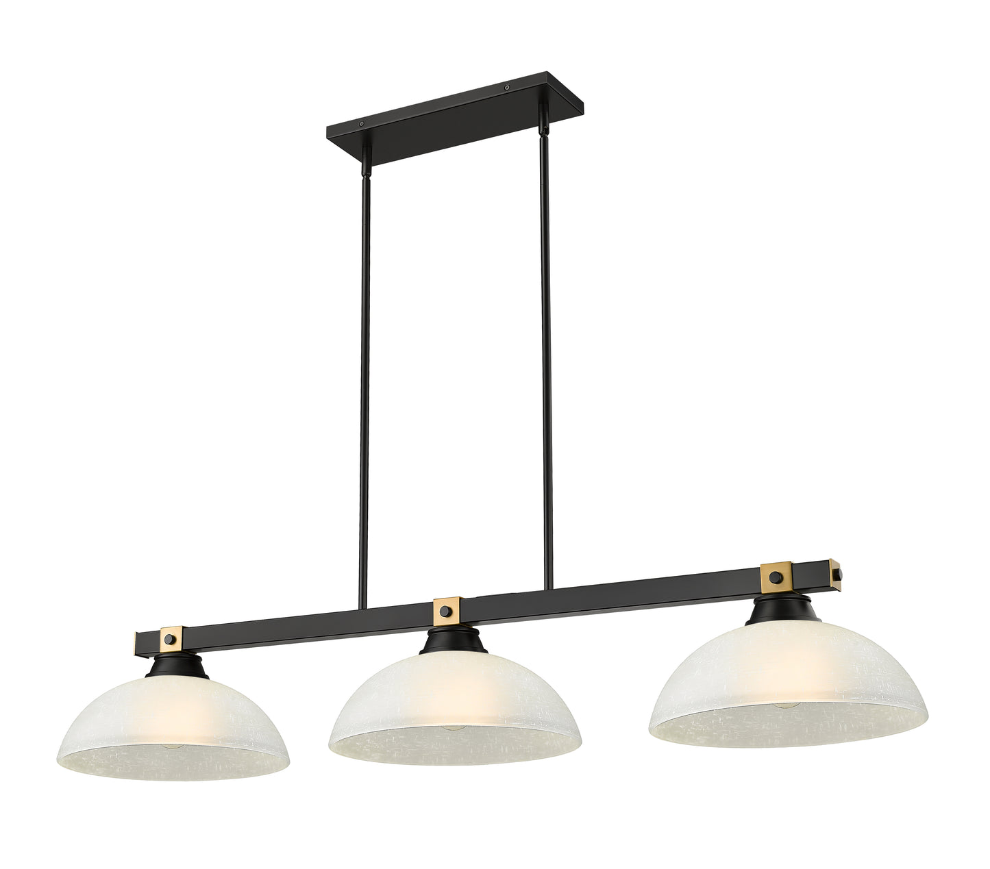 1955-3MB-RB-DWL14 - Bronte 3 Light 52" Billiard - Matte Black / Rubbed Brass