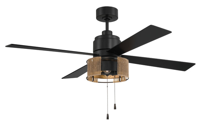 KNS52FB4 - Kensey 52" 4 Blade Ceiling Fan with Light Kit - Flat Black