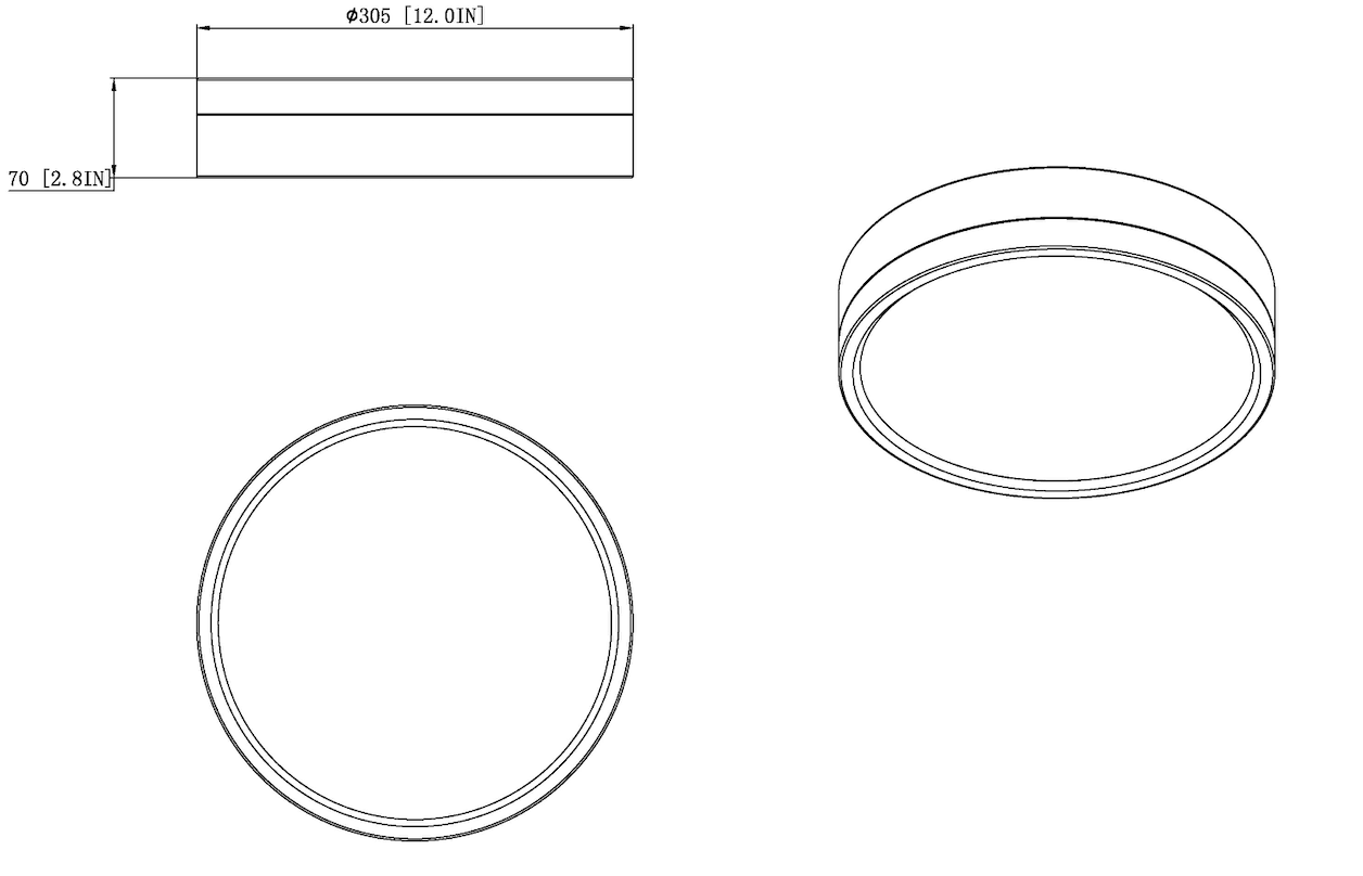 1006F12-MB-BN-LED - Algar 1 Light Flush 12" Mount - Matte Black / Brushed Nickel