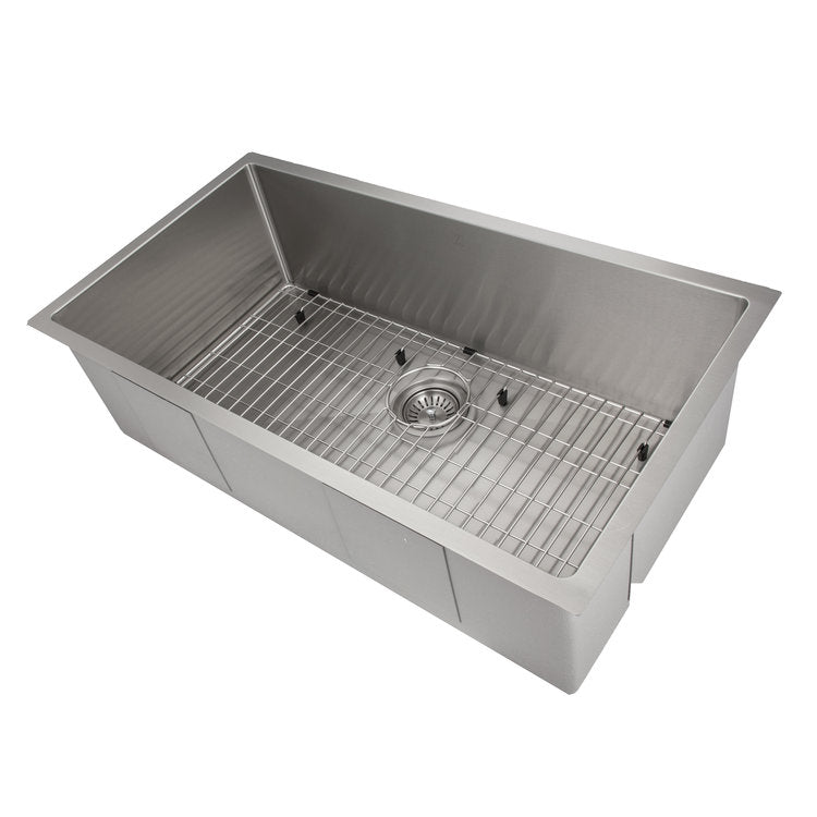 SRS-36 - 36" Meribel Undermount Single Bowl Stainless Steel Kitchen Sink with Bottom Grid