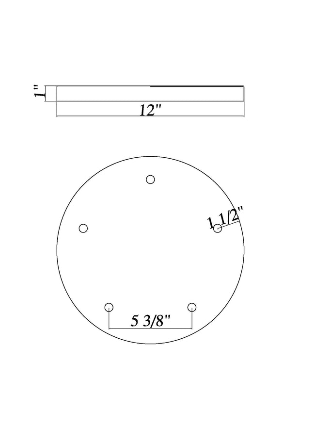 CP1205R-RB - Multi Point Canopy 5 Light Ceiling 12" Plate - Rubbed Brass