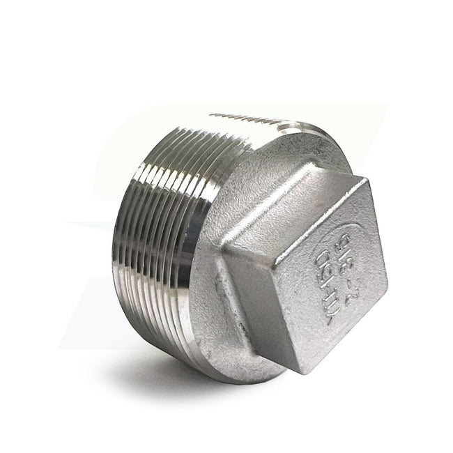 K617-32 - 2" Threaded Cored Square Head Plug, 316 Stainless Steel