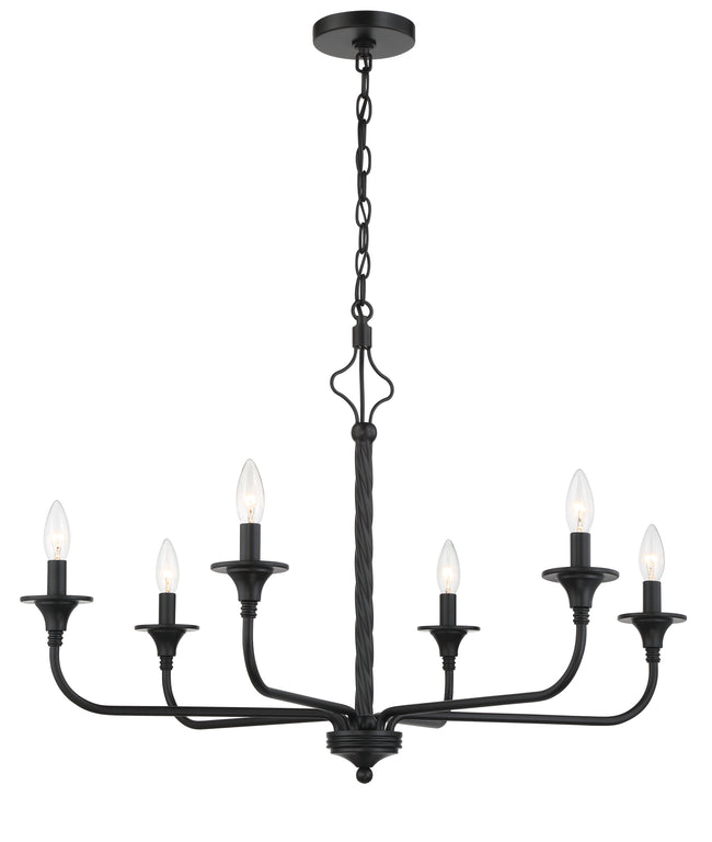 57026-FB - Jolenne 6 Light 32" Wide Chandelier - Flat Black