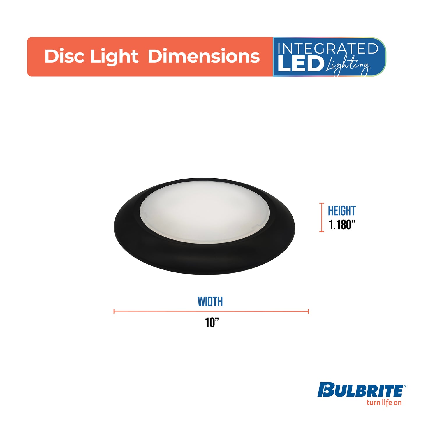 773278 - 25 Watt LED 10" Disc, 3000K, 2000 Lumens, Black Finish