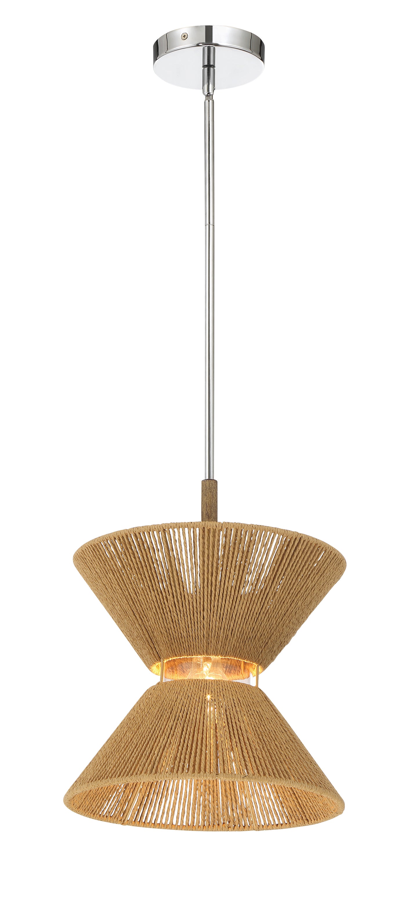 58591-CHWAL - Serena 1 Light 12.13" Wide Pendant - Chrome / Walnut
