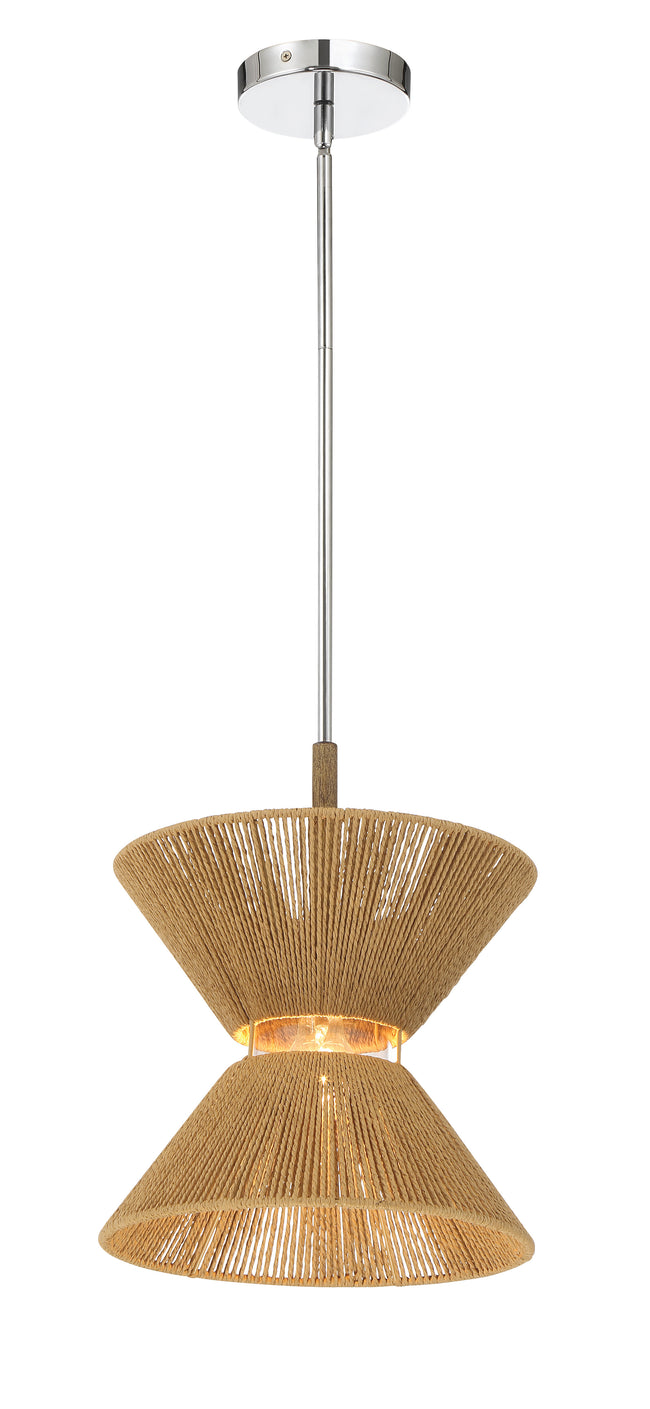 58591-CHWAL - Serena 1 Light 12.13" Wide Pendant - Chrome / Walnut