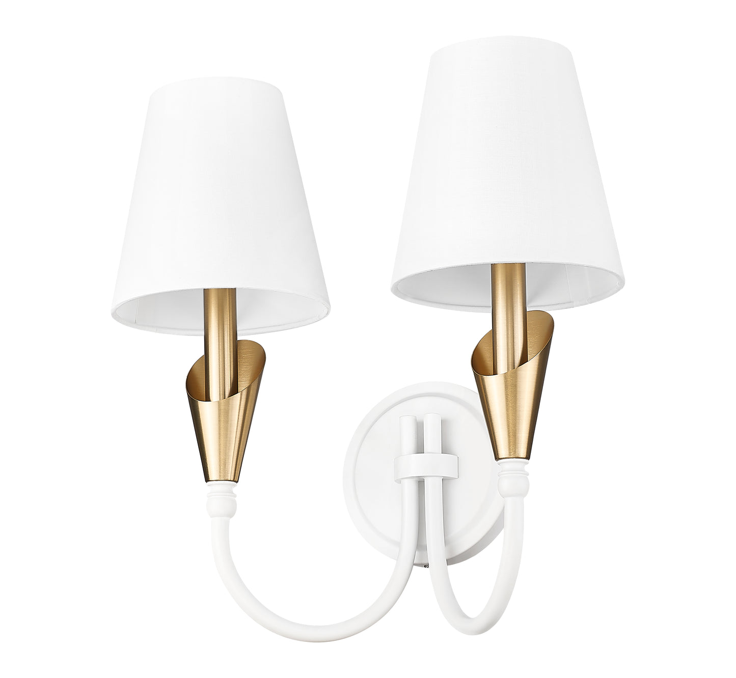4014-2S-TW-MGLD - Claudelle 2 Light Wall 14" Sconce - Tundra White / Modern Gold
