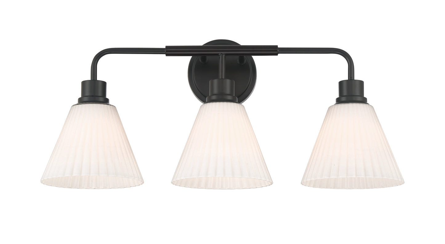 62303-FB - Pleated II 3 Light 25" Wide Vanity Light - Flat Black