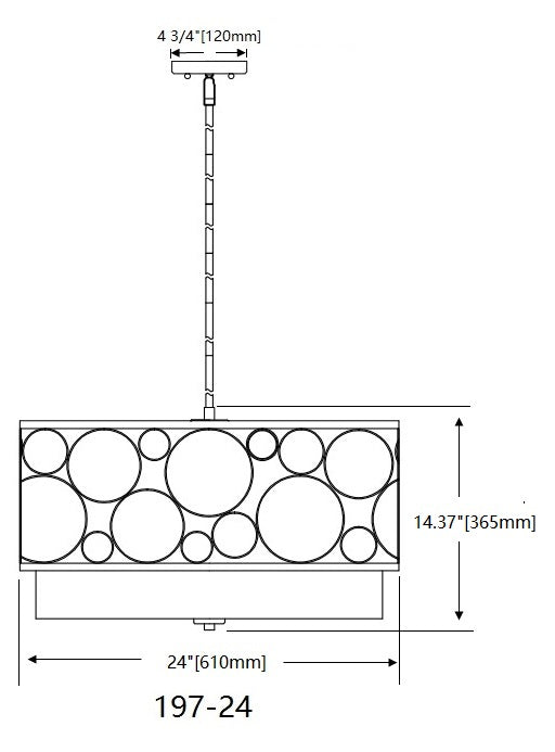 197-24MB - Kendall 4 Light 24" Chandelier - Matte Black