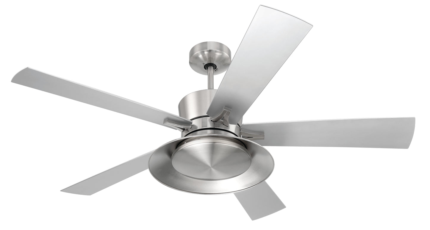 TOP52BNK5 - Topper 52" 5 Blade Indoor Outdoor Ceiling Fan with Light Kit - Brushed Nickel