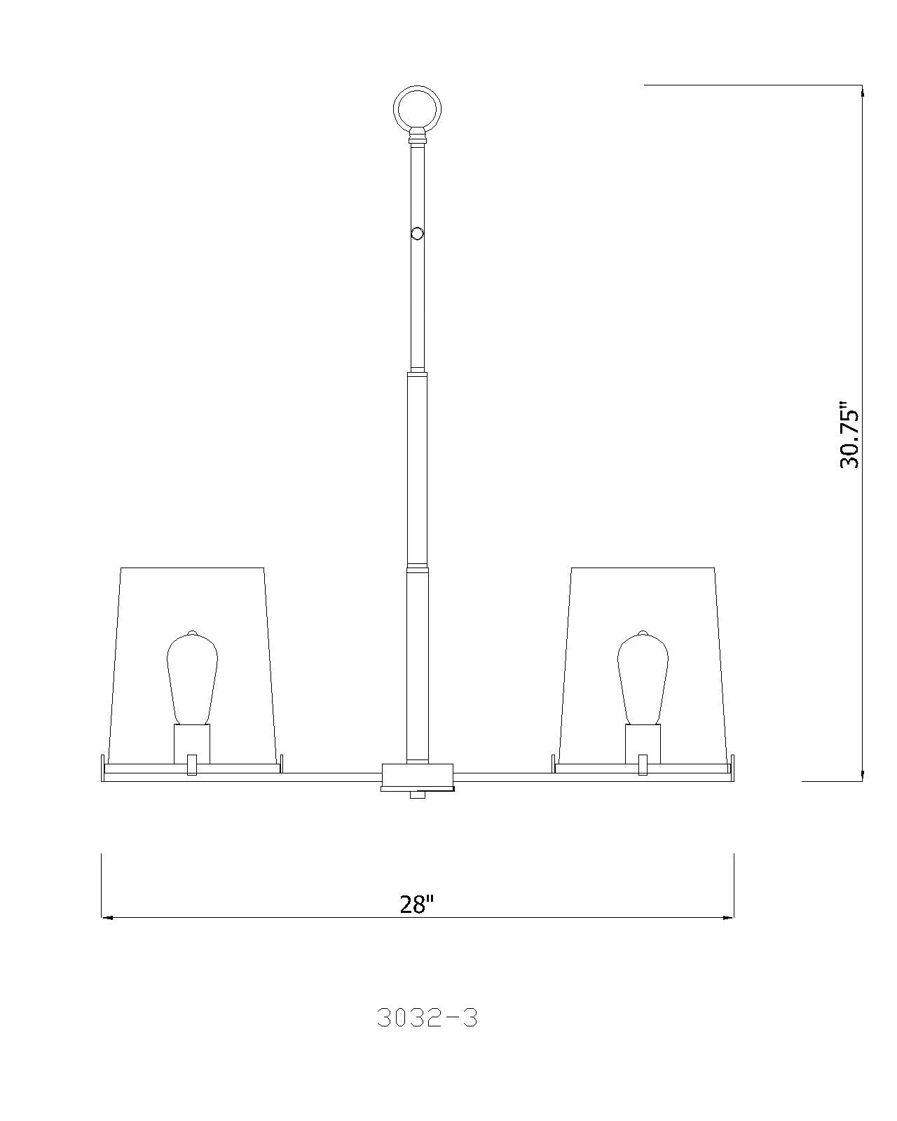 3032-3RB - Callista 3 Light 28" Chandelier - Rubbed Brass