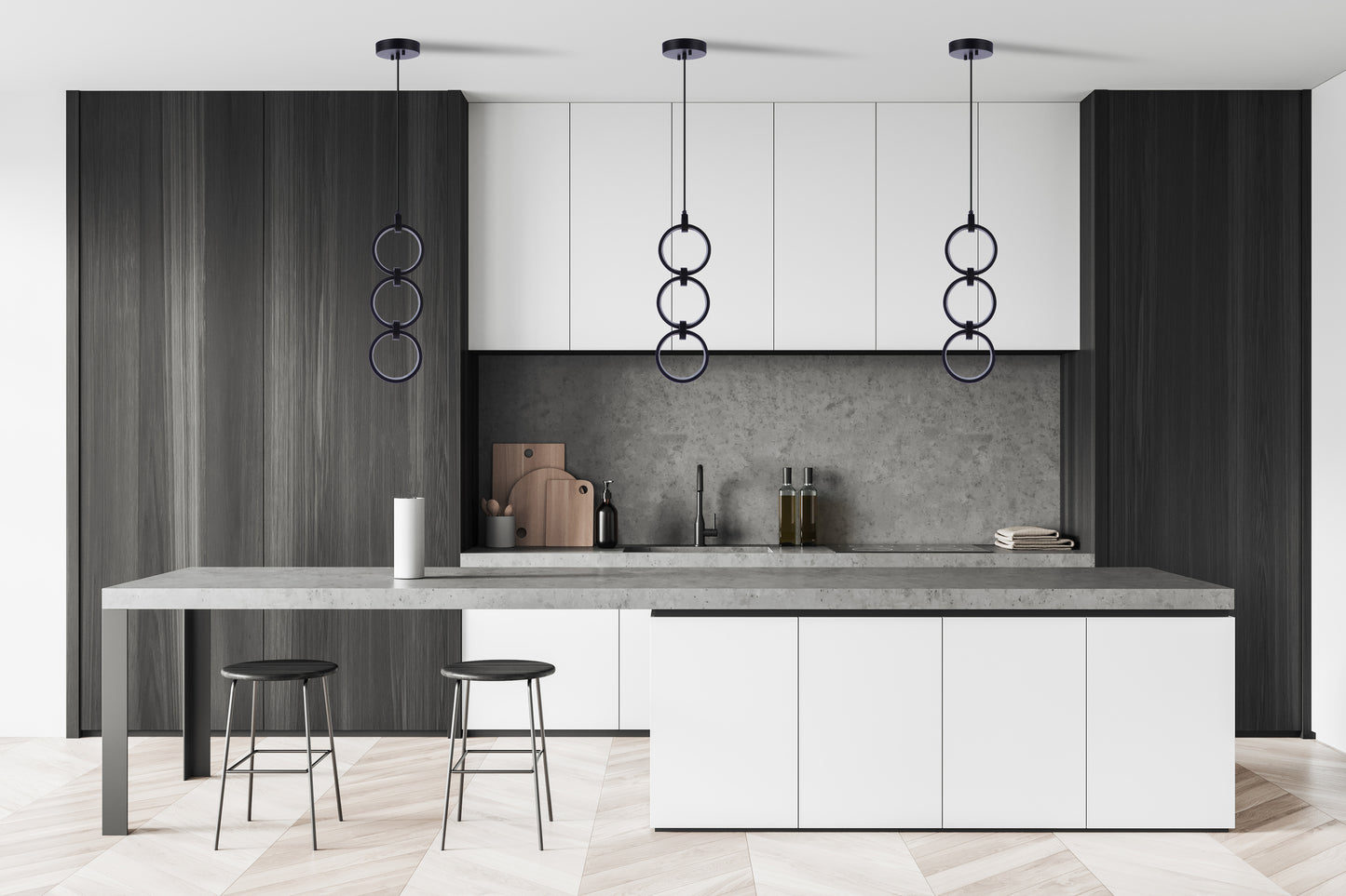 59393-FB-LED - Context 3 Light 5.13" Wide Pendant - Flat Black