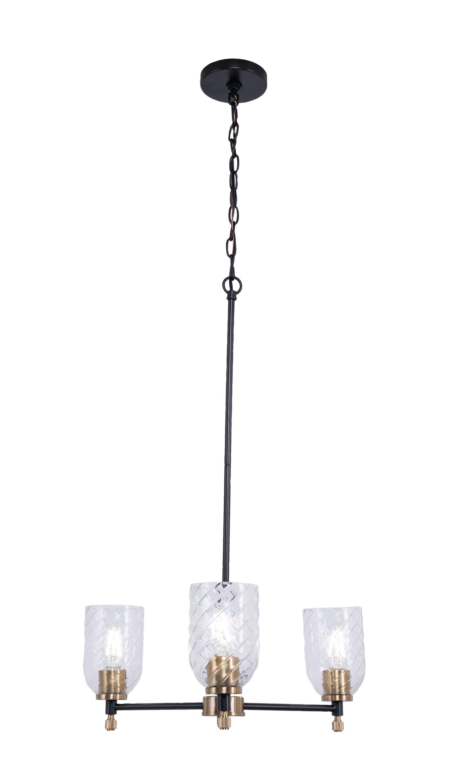 60323-FBSB-C - Council 3 Light 22" Wide Chandelier - Flat Black / Satin Brass