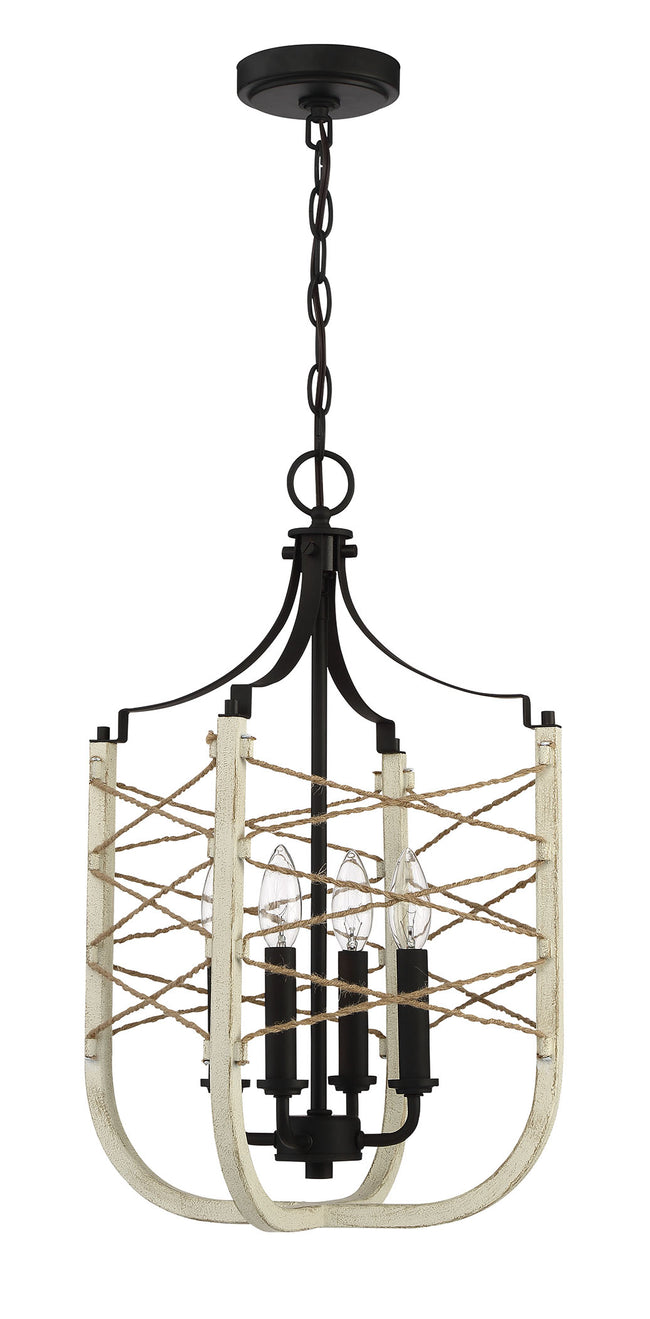 52334-CWESP - Cavendish 4 Light 14" Wide Foyer Light - Cottage White / Espresso