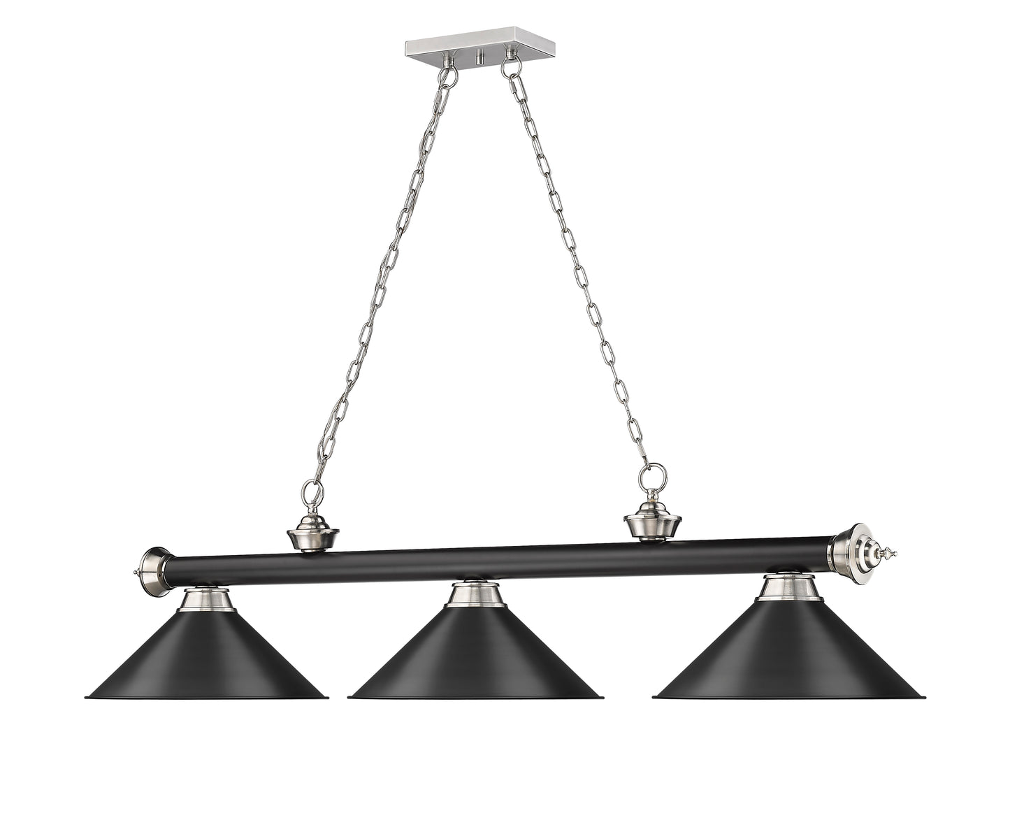 2306-3MB-BN-MB15 - Cordon 3 Light 57" Billiard - Matte Black / Brushed Nickel