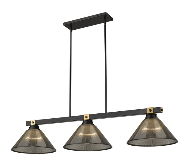 1955-3MB-RB-ARS - Bronte 3 Light 53" Billiard - Matte Black / Rubbed Brass