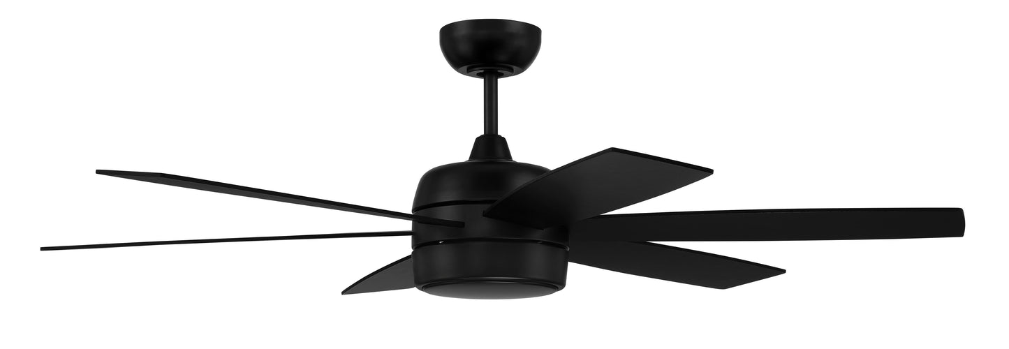 TRV52FB6-NWF - Trevor 52" Indoor/Outdoor Ceiling Fan with no Wifi 52" 6 Blade Indoor Outdoor Ceiling Fan with Light Kit - Flat Black
