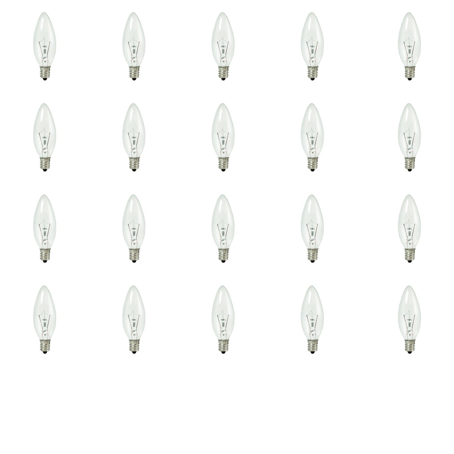 460020 - Dimmable Clear B8 Krypton/Xenon Candelabra Light Bulb - 25 Watt - 2700K - 20 Pack