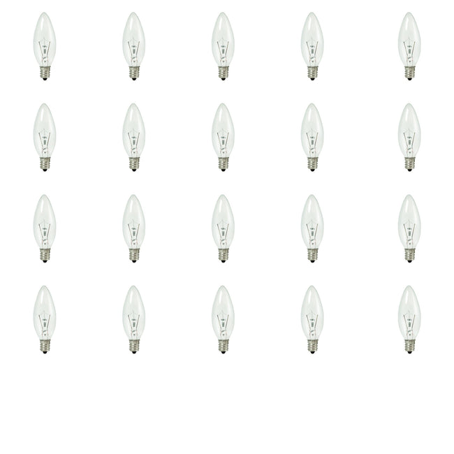 460020 - Dimmable Clear B8 Krypton/Xenon Candelabra Light Bulb - 25 Watt - 2700K - 20 Pack
