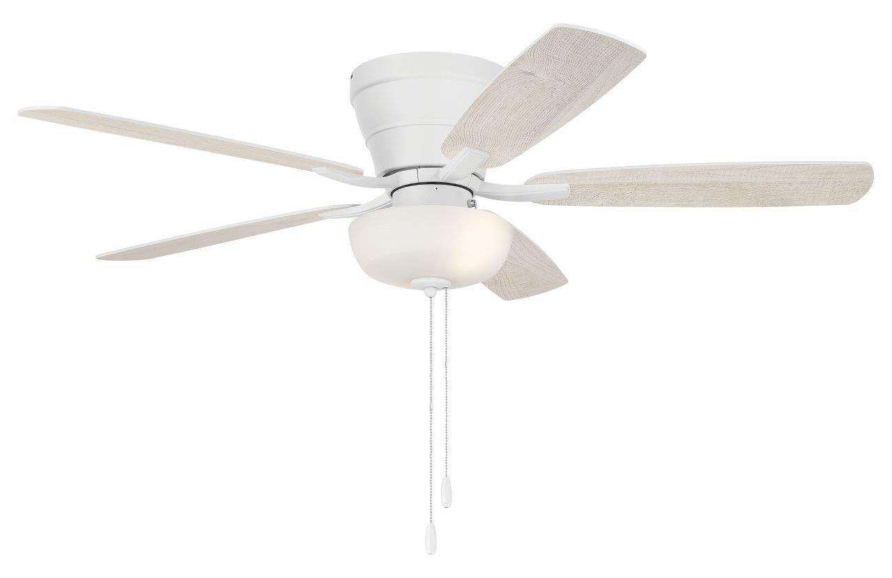 WHL52W5C1 - Wheeler 52 2-Light Bowl 52" 5 Blade Ceiling Fan with Light Kit - White