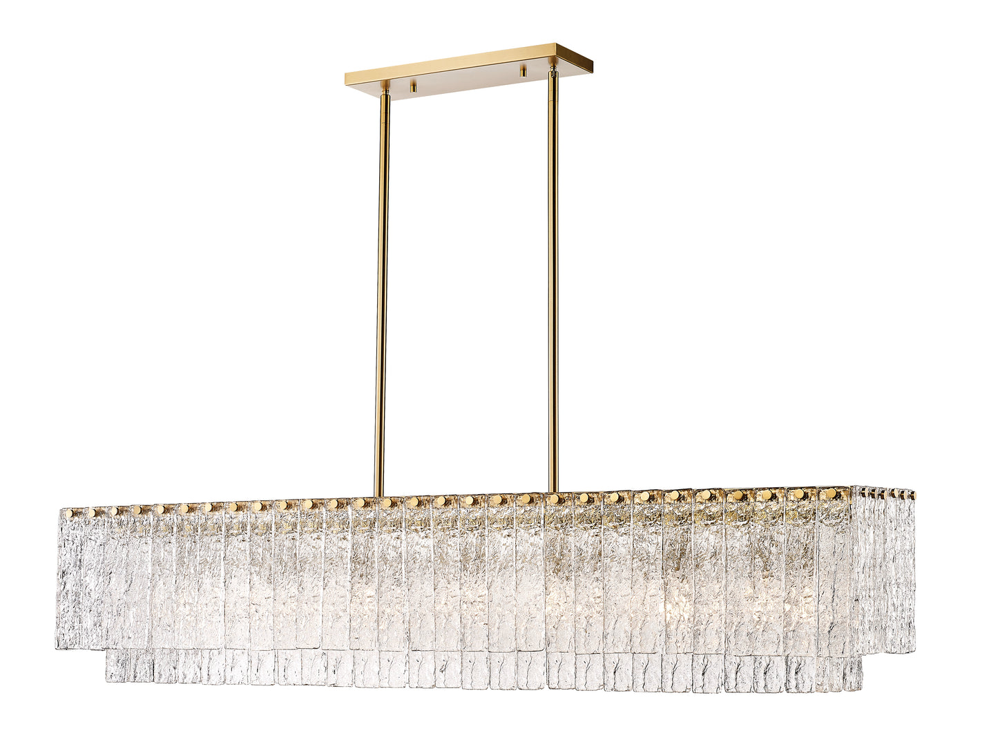 1943-53L-MGLD - Glacier 7 Light Linear 54" Chandelier - Modern Gold