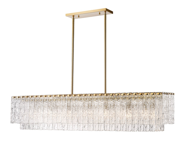 1943-53L-MGLD - Glacier 7 Light Linear 54" Chandelier - Modern Gold