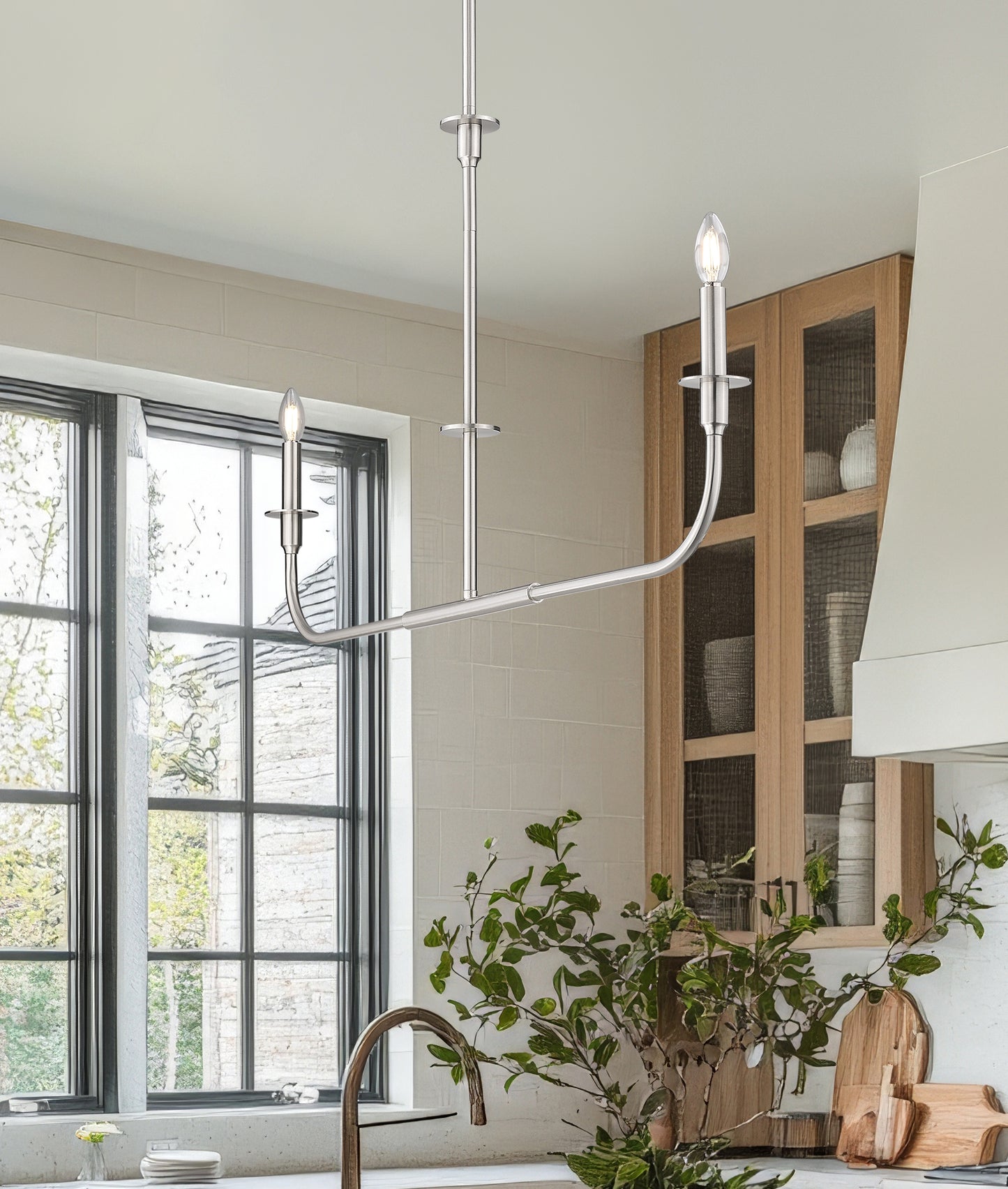 3049-42L-BN - Tova 2 Light Linear 46" Chandelier - Brushed Nickel