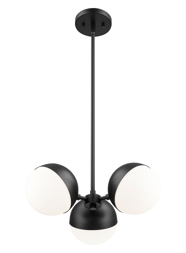 7517-3MB - Realm Sphere 3 Light 17" Chandelier - Matte Black