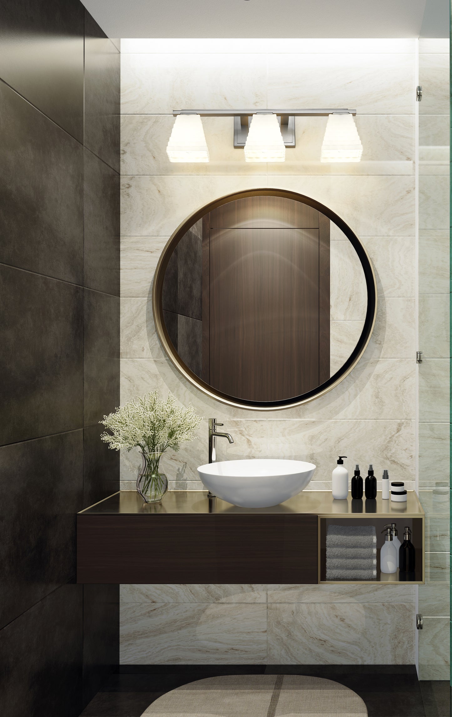 7514-3V-BN - Annalise 3 Light 24" Vanity - Brushed Nickel