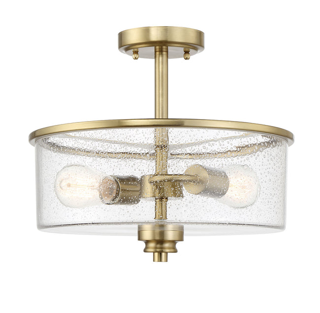 50552-SB - Bolden 2 Light 15" High Semi Flush Mount - Satin Brass