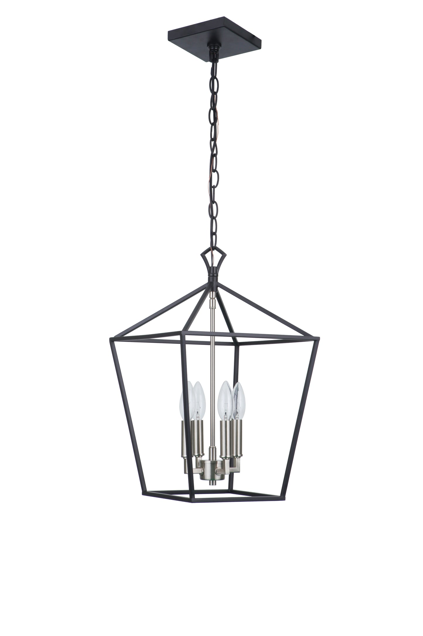 56334-FBBNK - Flynt II 4 Light 12" Wide Foyer Light - Flat Black / Brushed Polished Nickel