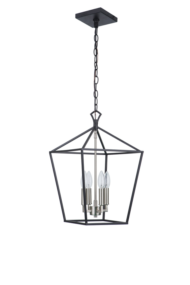 56334-FBBNK - Flynt II 4 Light 12" Wide Foyer Light - Flat Black / Brushed Polished Nickel