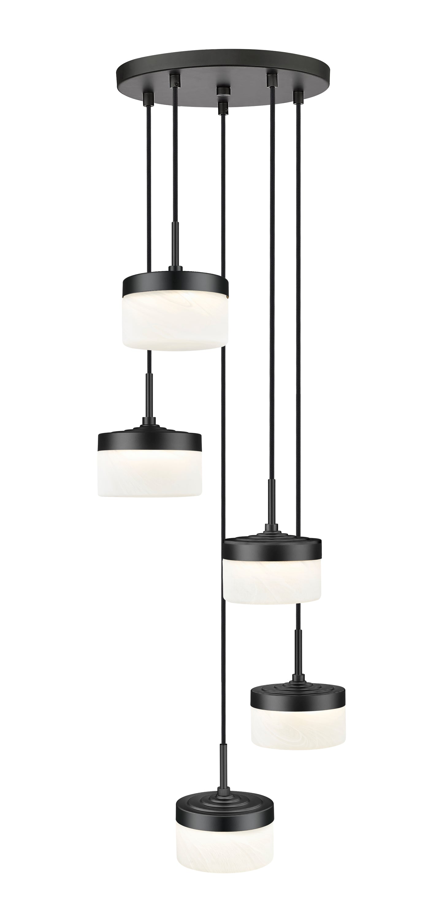 827P6-5R-MB-LED - Renaud 5 Light 16" Chandelier - Matte Black