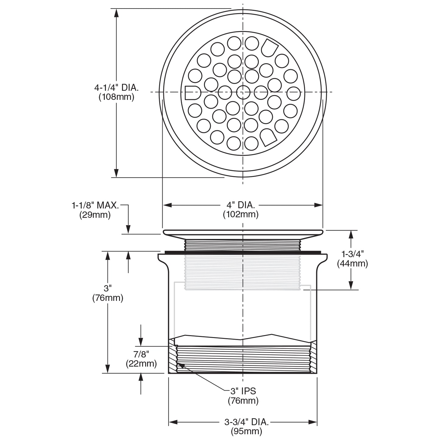 7721038.002 - Heritage Grid Strainer Drain for 3-1/2" Outlet Sinks