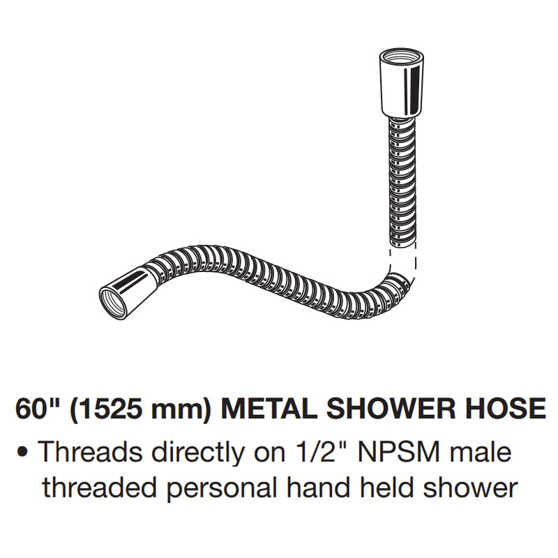 8888035.002 - 59" Universal Metal Shower Hose - Polished Chrome