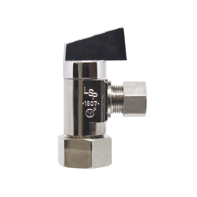 V-102-A-LL - Nickel Plated Angle Stop Valve - 1/2" FIP x 3/8" Compression