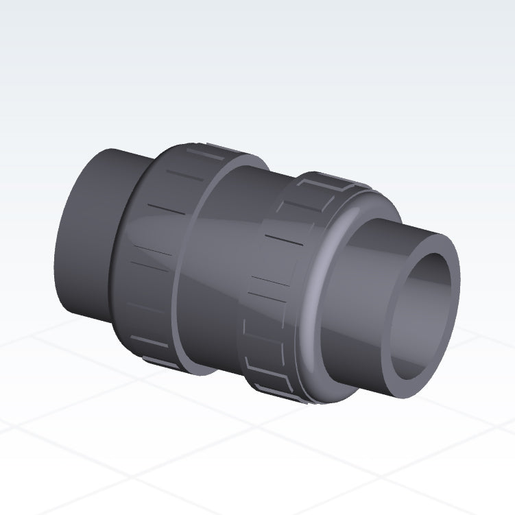 1216020 - 2" True Union In-line Ball Check Valve - CPVC, Socket/Threaded, EPDM Seal