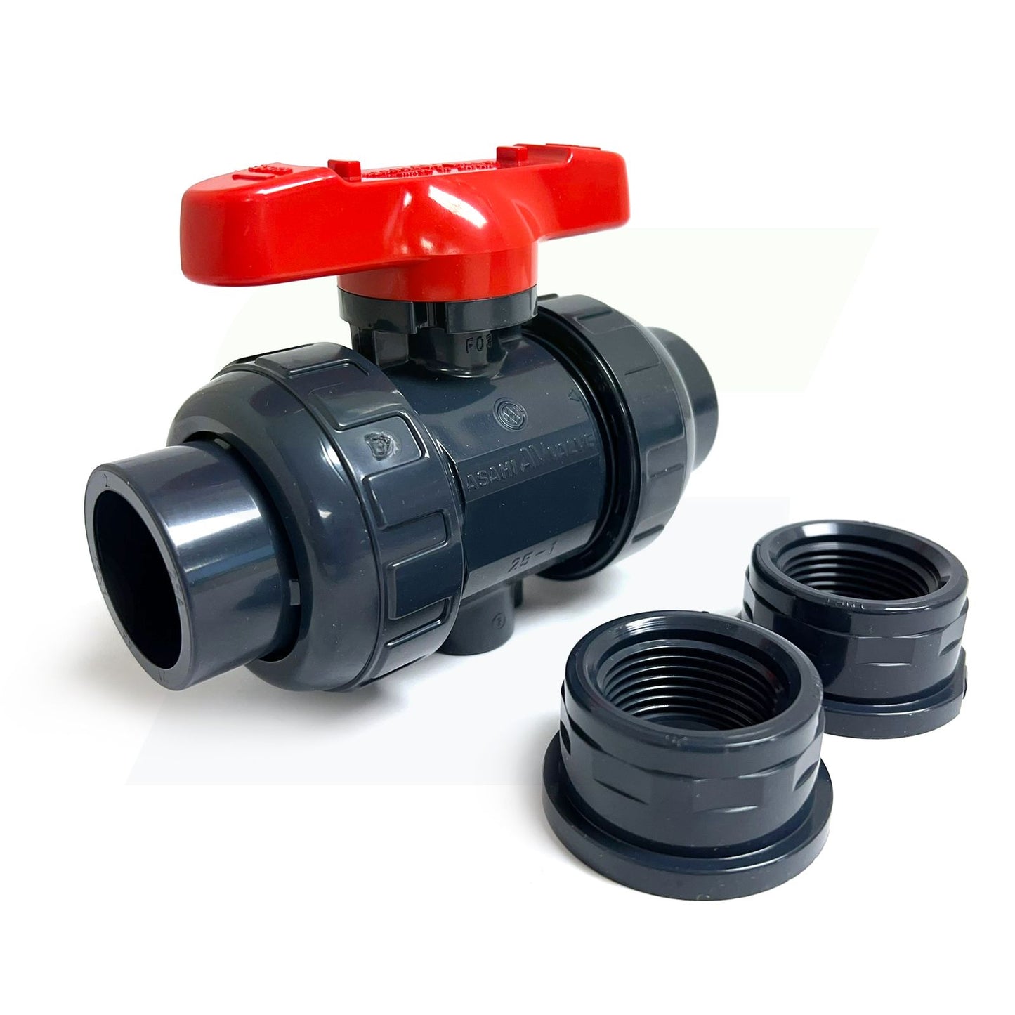 1601010 - 1" True Union In-line Ball Valve - PVC, Socket/Threaded, EPDM Seal