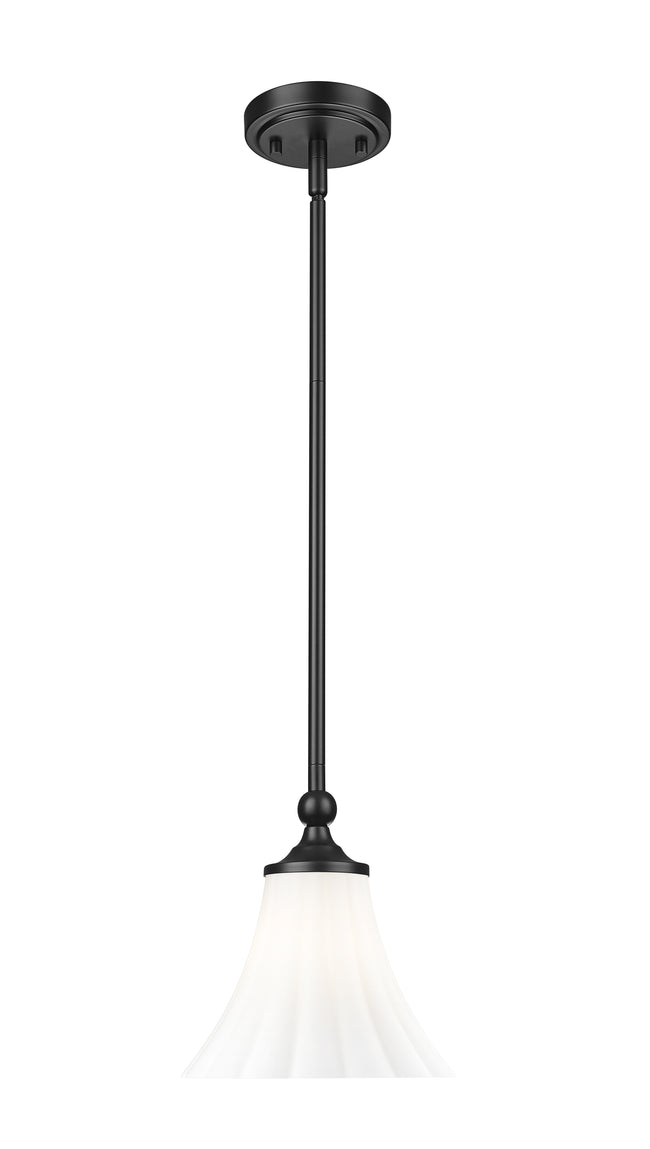1958P8-MB - Fleur 1 Light 8" Pendant - Matte Black